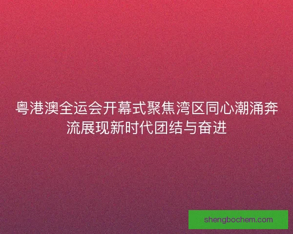 粤港澳全运会开幕式聚焦湾区同心潮涌奔流展现新时代团结与奋进 粤港澳全运会开幕式聚焦湾区同心潮涌奔流展现新时代团结与奋进