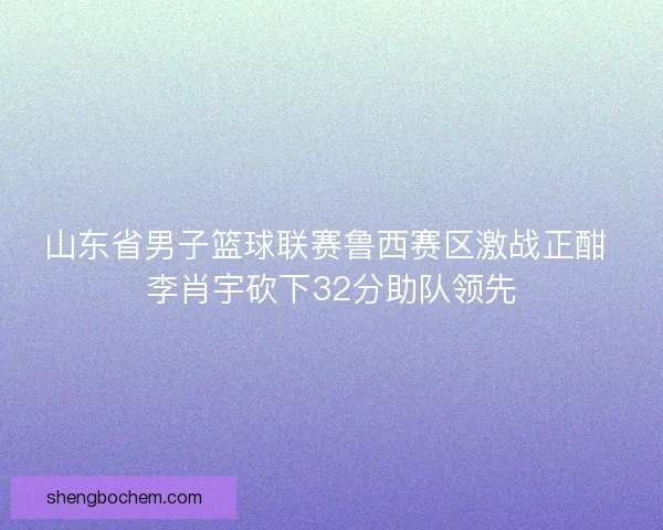 山东省男子篮球联赛鲁西赛区激战正酣 李肖宇砍下32分助队领先 山东省男子篮球联赛鲁西赛区激战正酣 李肖宇砍下32分助队领先