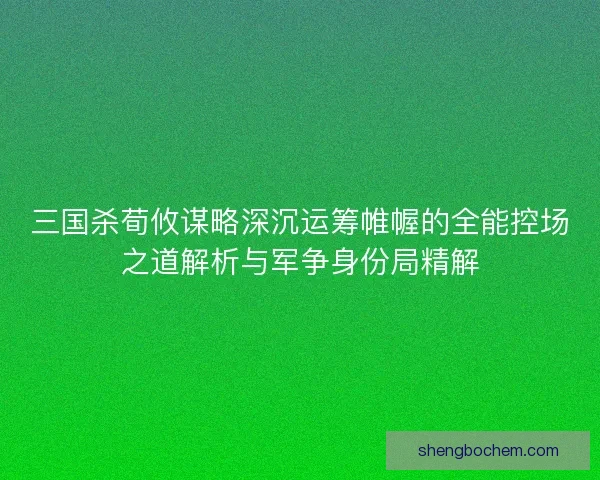 三国杀荀攸谋略深沉运筹帷幄的全能控场之道解析与军争身份局精解 三国杀荀攸谋略深沉运筹帷幄的全能控场之道解析与军争身份局精解