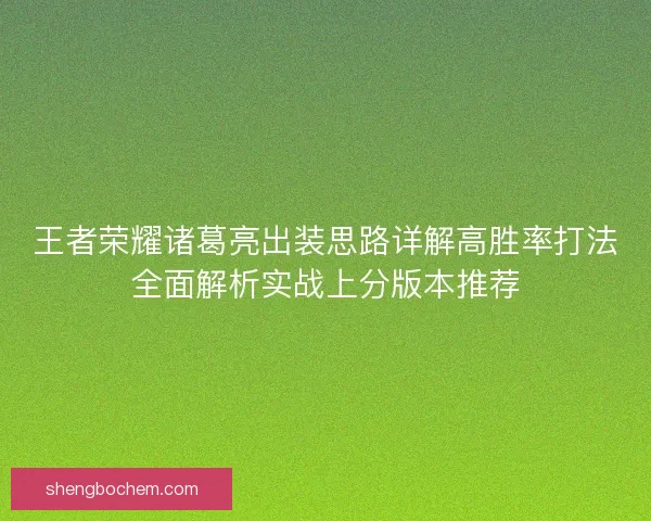 王者荣耀诸葛亮出装思路详解高胜率打法全面解析实战上分版本推荐