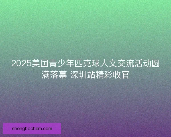 2025美国青少年匹克球人文交流活动圆满落幕 深圳站精彩收官 2025美国青少年匹克球人文交流活动圆满落幕 深圳站精彩收官