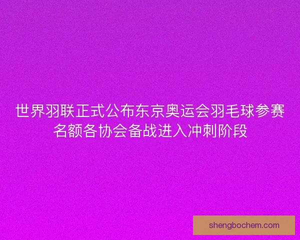 世界羽联正式公布东京奥运会羽毛球参赛名额各协会备战进入冲刺阶段 世界羽联正式公布东京奥运会羽毛球参赛名额各协会备战进入冲刺阶段
